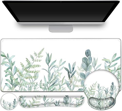 ToLuLu Alfombrilla de escritorio, XXL grande, juego de soporte para la muñeca, alfombrilla de mouse 4 en 1 para juegos, alfombrilla de mouse