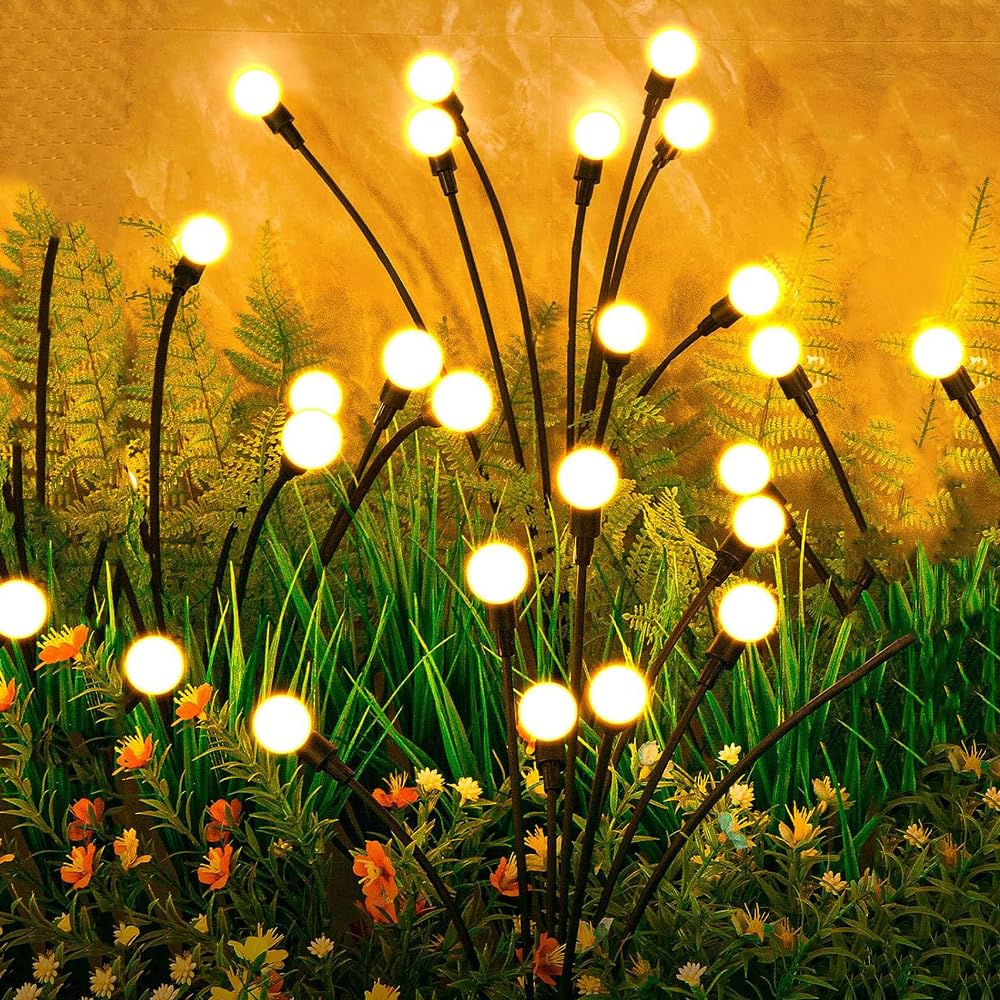 HZSprance 2 PCS Firefly Solar Garden Lights, 8LED Solar Lights for Outside Waterproof, Outdoor Solar Lights, Patio Yard Garden Decor Lights, Garden Decoration Solar Powered, Warm White-picture-22