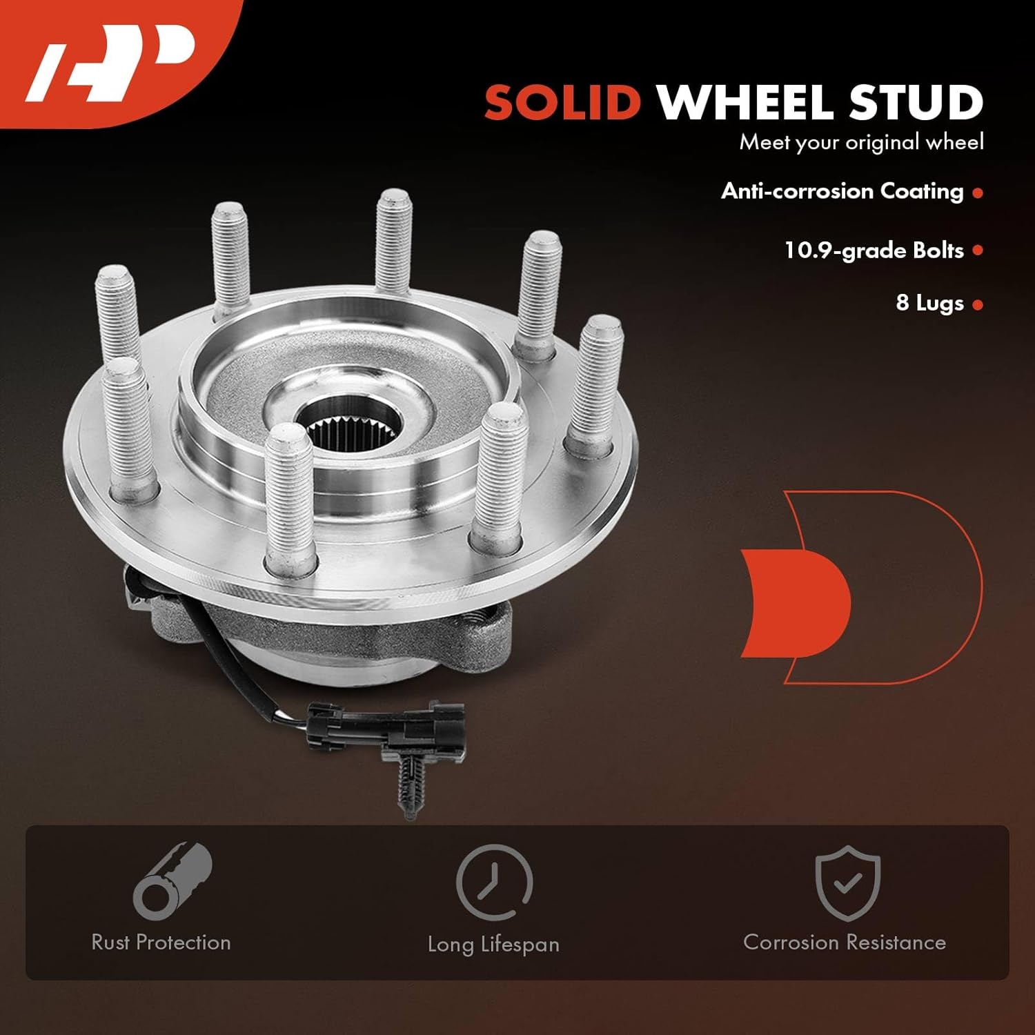 A-Premium 2 x Front Wheel Bearing and Hub Assembly with ABS & 8-Lug Compatible with Chevrolet & GMC - 2001-2007 - Silverado 3500, Silverado 3500 Classic, Sierra 3500 Classic, RWD