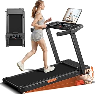 UMAY Tapis Roulant Salvaspazio con Inclinazione 15%, Tapis Roulant Elettrico 12KM/H, Tapirulan Pieghevole da Casa con Motore da 3.0 HP e Display LED, Carico Massimo 136KG