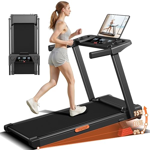 UMAY Tapis Roulant Salvaspazio con Inclinazione 15%, Tapis Roulant Elettrico 12KM/H, Tapirulan Pieghevole da Casa con Motore da 3.0 HP e Display LED, Carico Massimo 136KG