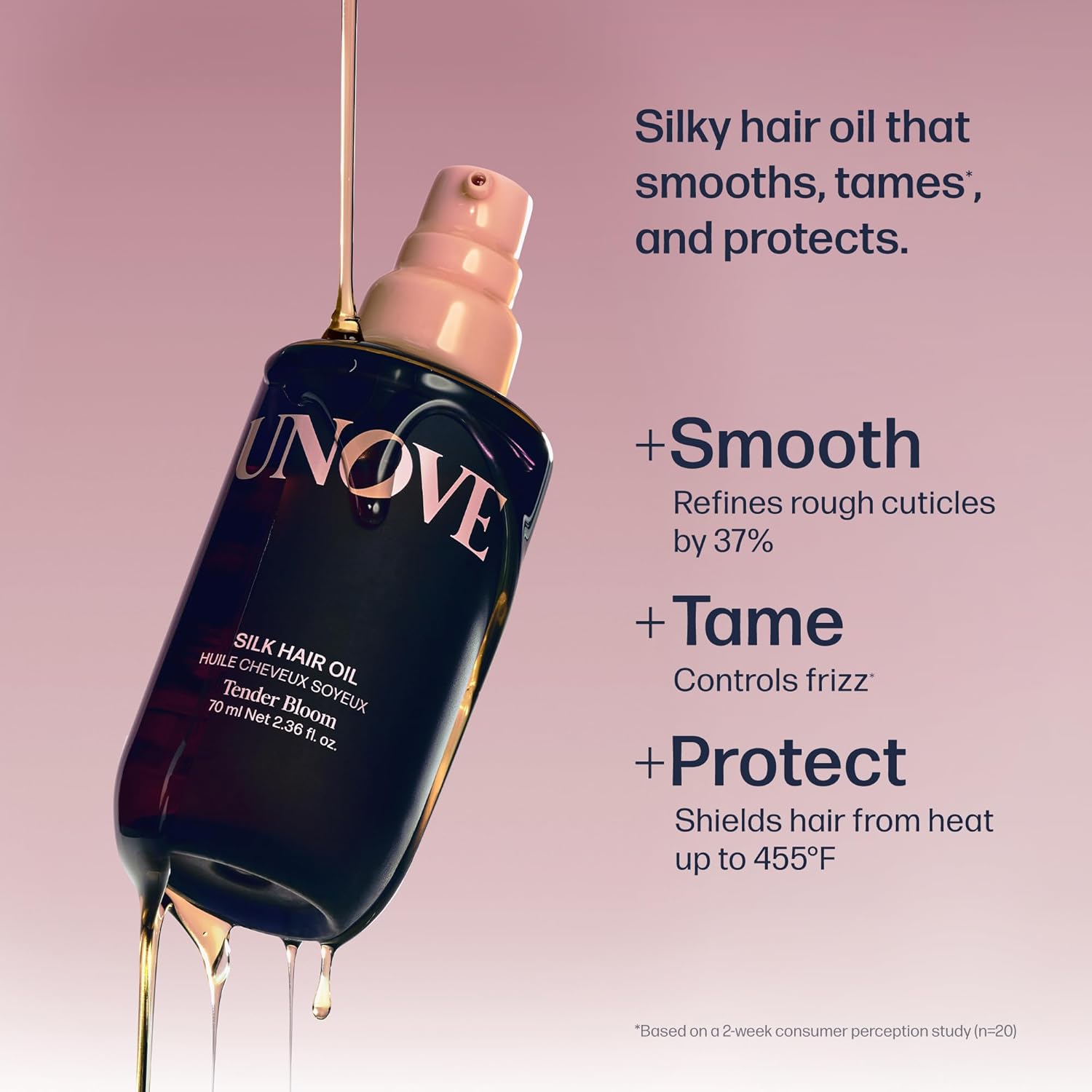 UNOVE Silk Oil Essence Hair Serum 70ml/2.4fl.oz | Nourishing Hair Oil for Dry, Frizzy, and Damaged Hair | Lightweight Smoothing Serum | Frizz Control and Split End Care | Heat Protection - Image 2