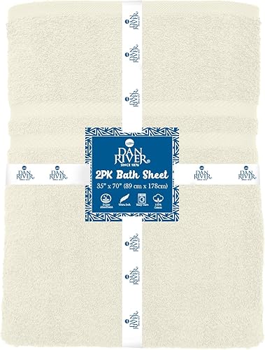 Miniatura 2 de DAN RIVER Juego de 2 toallas de baño de 550 GSM, ultra suaves y altamente absorbentes, 100% algodón, toallas de baño grandes para baño, hotel, spa,