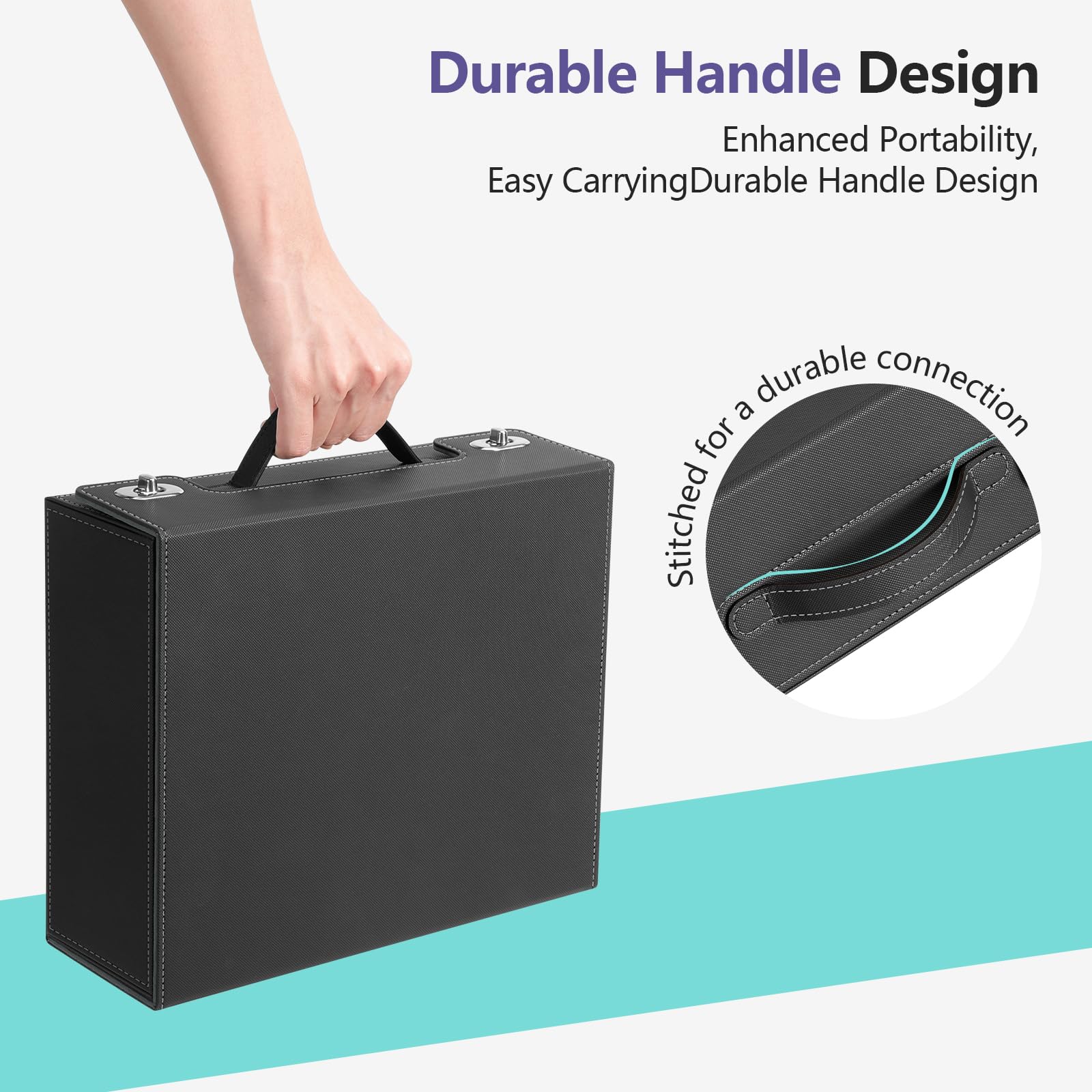 Euqvunn Deck Box avec poignée et verrou rotatif, peut contenir jusqu’à 2100 cartes sous pochette simple, inclut 4 supports de cartes et 12 séparateurs, compatible format 63 × 88 mm