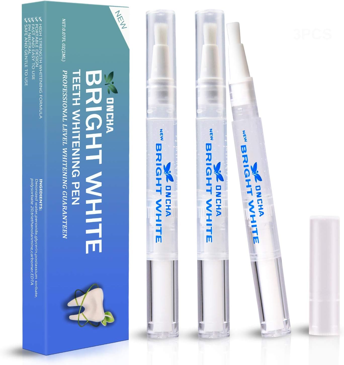 Teeth Whitening Pen 3 Pack, 35% Carbamide Peroxide, Effective, No Sensitivity, Easy to Use, Beautiful White Smile, Natural Mint Flavor