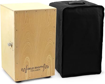 CAJ2-NT Cajon   Full Size Cajon Cahon Box Drum with Adjustable Snare, Padded Gig Bag and Cushion - Natural