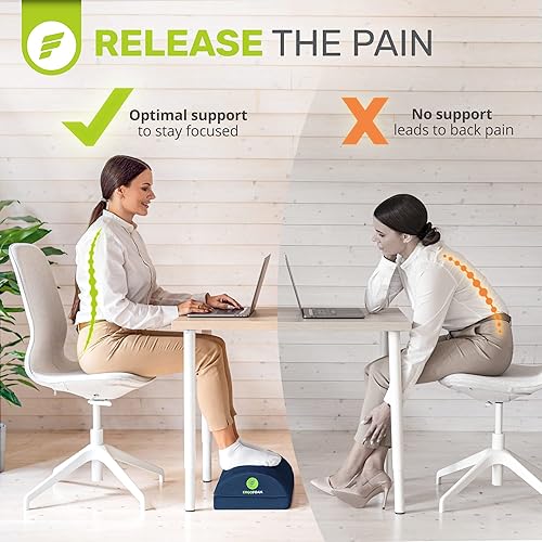 Miniatura 7 de ErgoFoam Reposapiés para debajo del escritorio en el trabajo, reposapiés ajustable 2 en 1 para debajo del escritorio, reposapiés ergonómico con