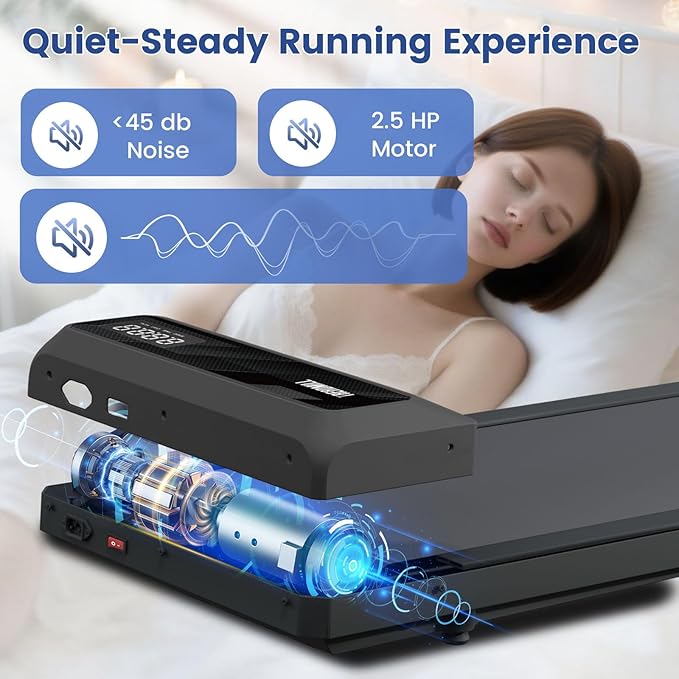 Caminadora Eléctrica Plegable con Inclinación 10% y Barra, 2.5 hp, Gris miniatura 3