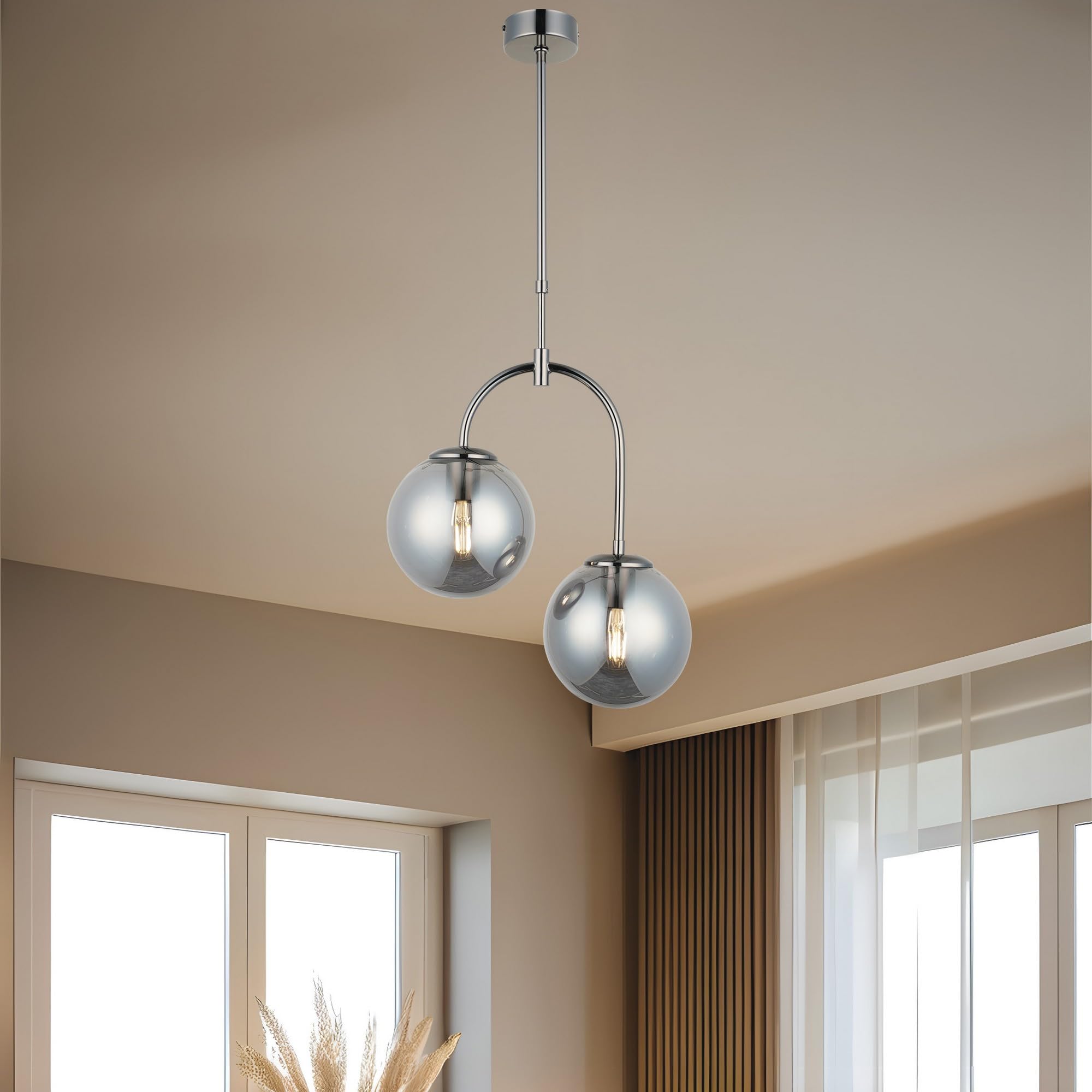 Chandelier en métal cobalt Opviq avec 2 douilles E27 et hauteur réglable