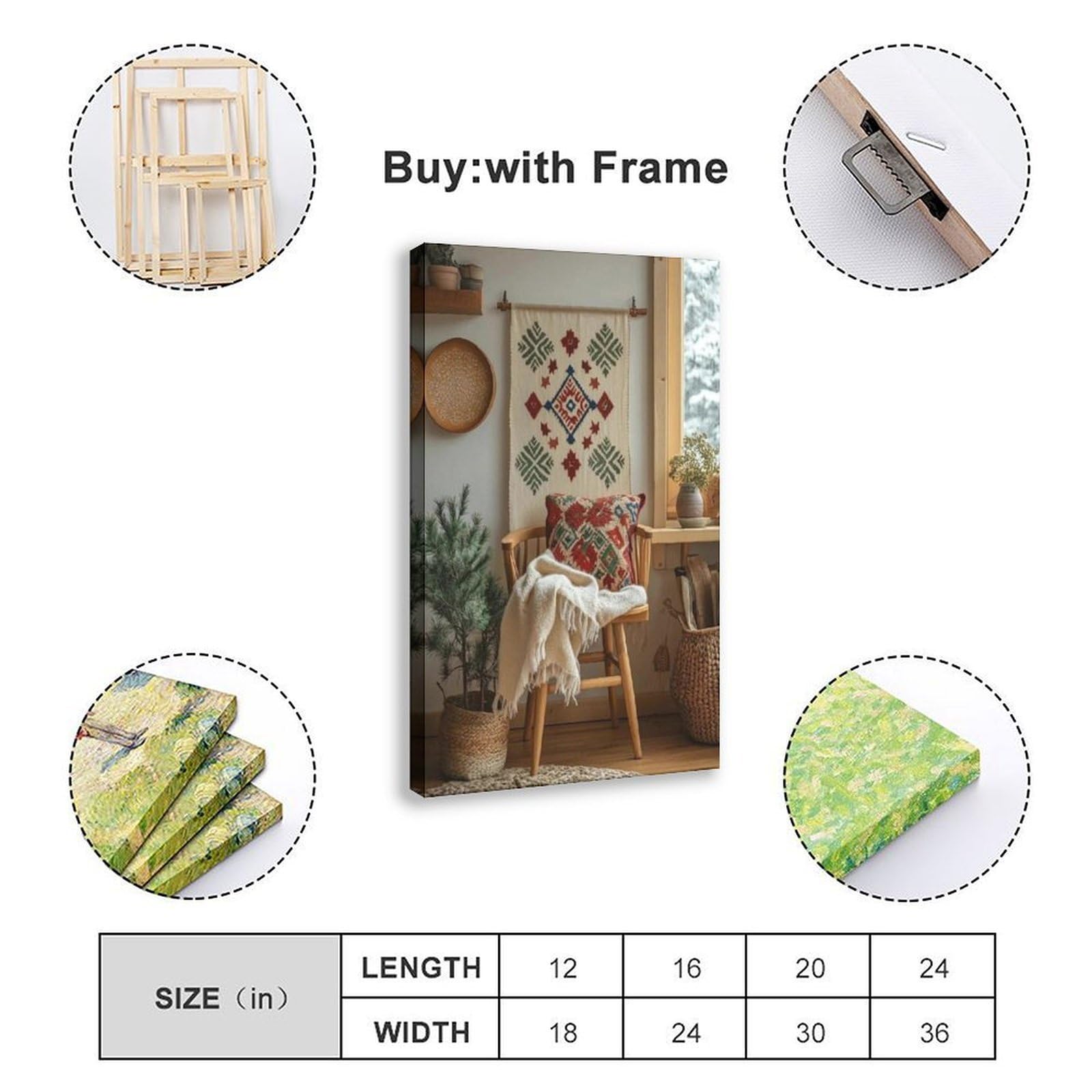 Hallandssöm - Poster su tela con ricamo folk, decorazione per camera da letto, ufficio, stanza, regalo, 40,6 cm di lunghezza x 61 cm di larghezza