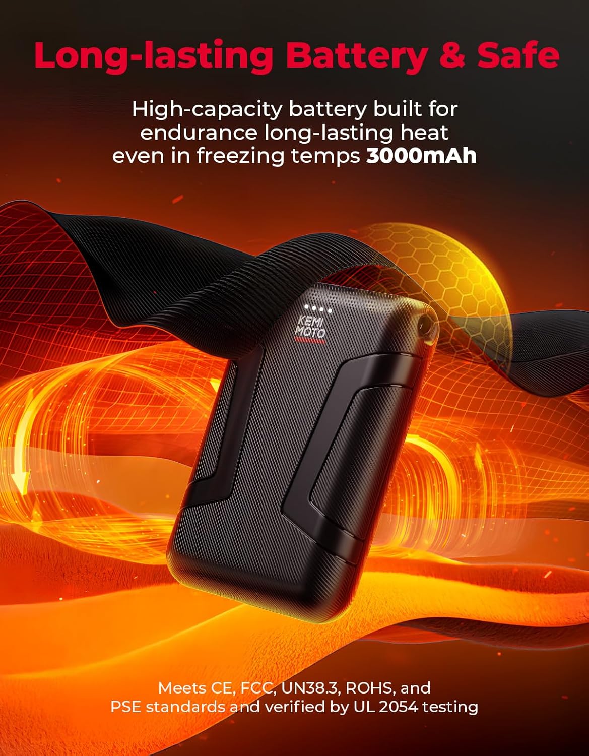 KEMIMOTO Heated Motorcycle Gloves for Men with Hard Protective Shields, Carbon Nanotube Heating Gloves, 7.4V 3000mAh Rechargeable Battery, Waterproof, Windproof, Touchscreen Compatible