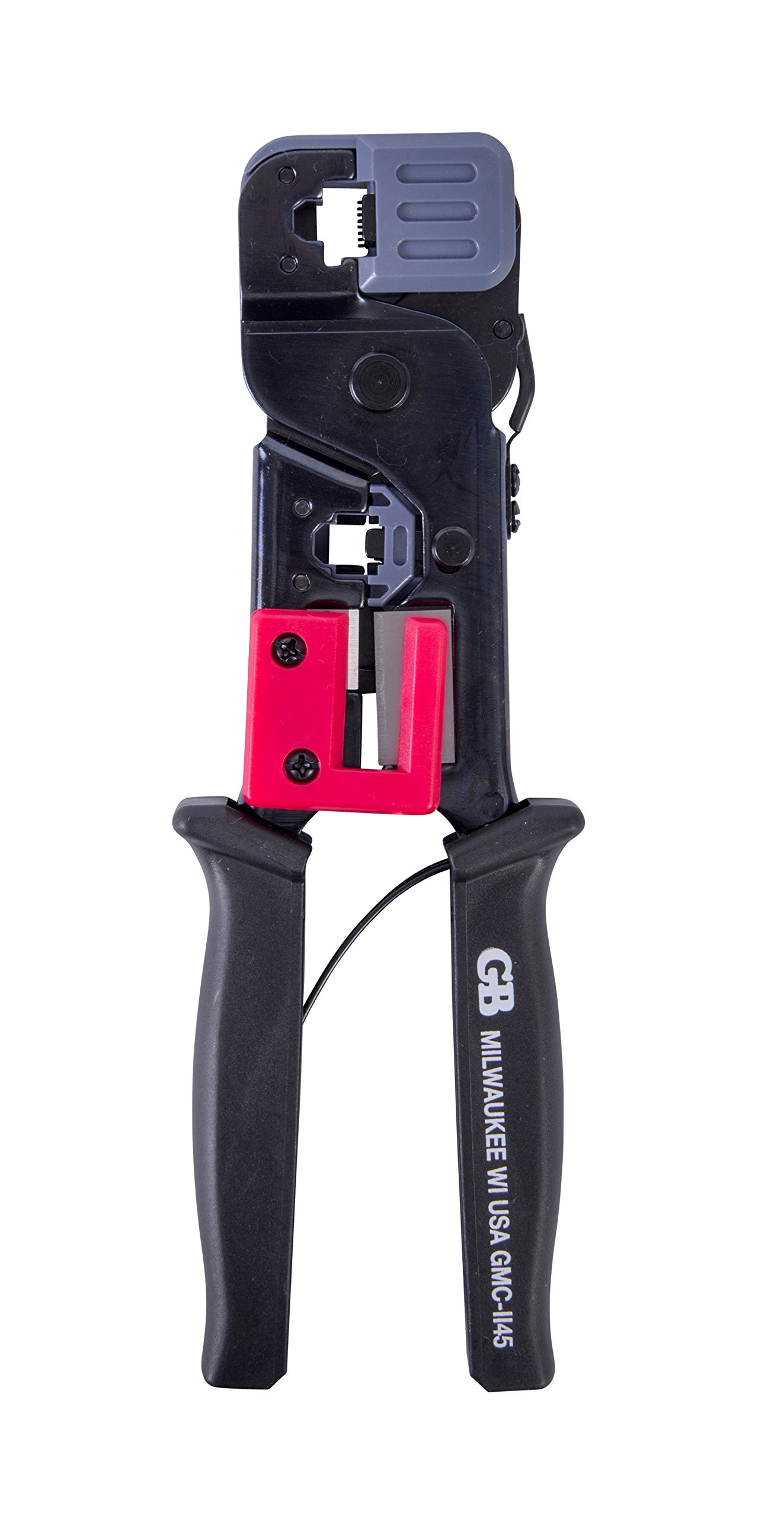 Gardner Bender Gmc-1145 téléphone Fil Pince à sertir, RJ-11/12 et fiches RJ-45, broches 2, 4, 8, Coupé/bande/câbles de raccordement à sertir, outil à main, Noir et rouge