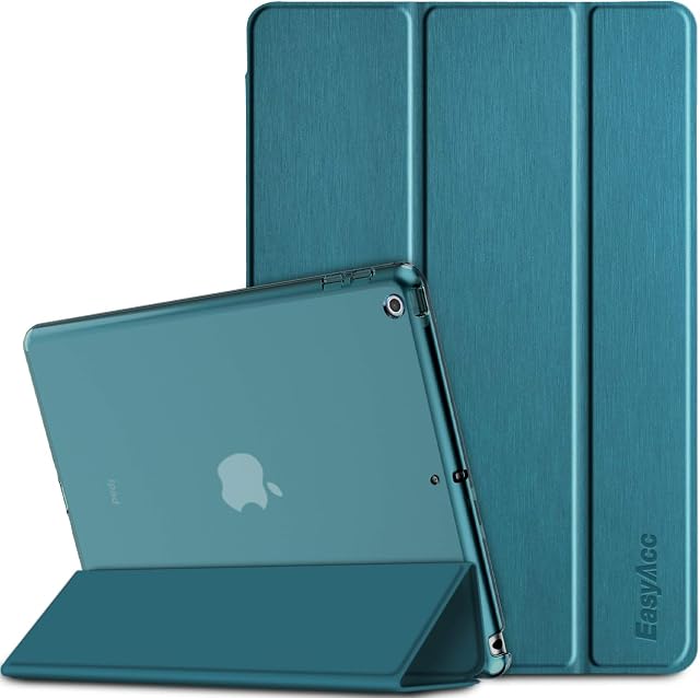 EasyAcc Case Compatible with iPad 9.7 2018 / iPad 6 Generation/iPad 2017 / iPad 5 Generation, smart case with Stand Ultra Thin Translucent Matt Back Cover Auto Wake Up/Sleep Function(Peacock blue)