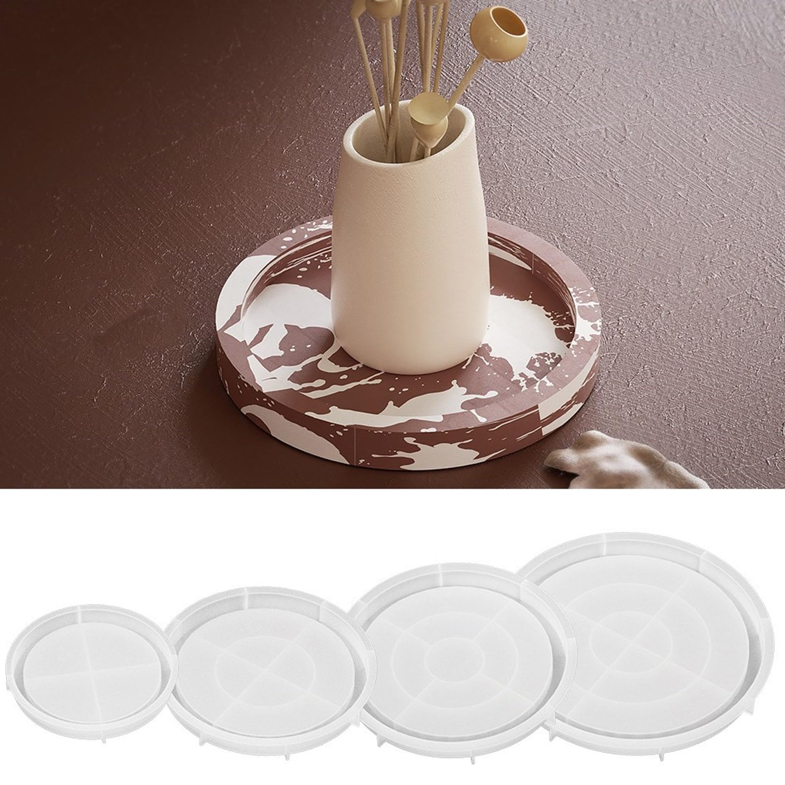 Molde De Silicona Redondo Para Resina Epoxi, Diámetro 30 Cm, Reutilizable, Para Hacer Posavasos, Bandejas Y Manualidades