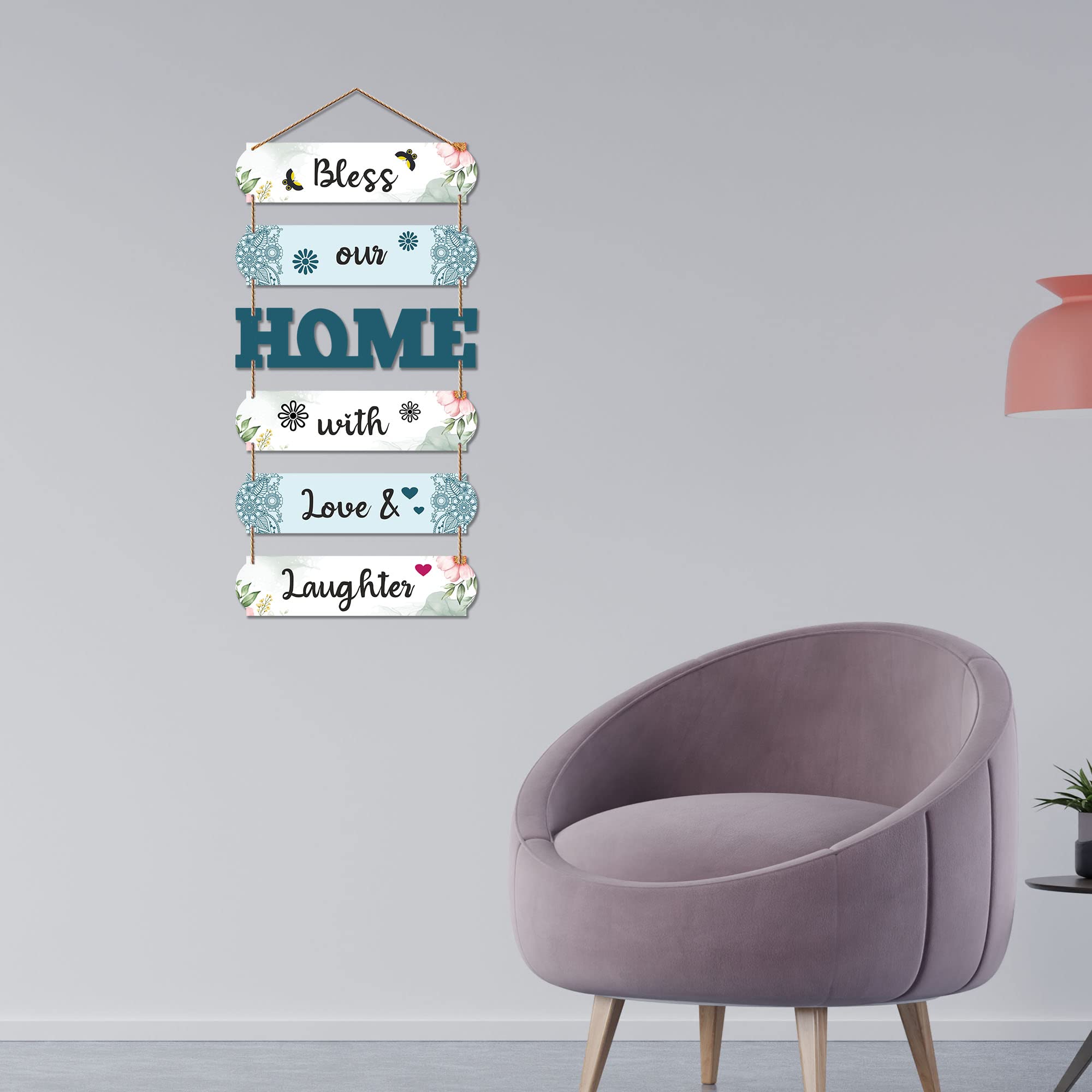 Artvibes Bless Our Home Wooden Wall Hangings Decor For Home | Bed Room | Decor Hanging Ornaments | Home Quotes Wall Hanging | Modern Decor Items | Wall Poster | Artworks Hangings | Gift (WH_6604N) 1