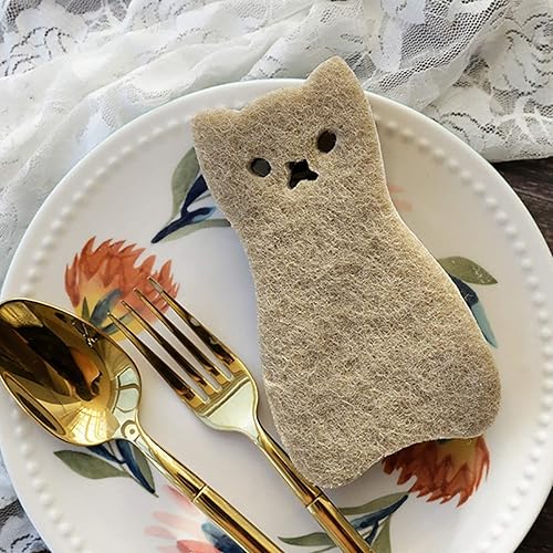 Miniatura 6 de Esponja mágica de limpieza de gato de dibujos animados, esponja de limpieza para platos que no raya, almohadilla para lavar platos, esponja para