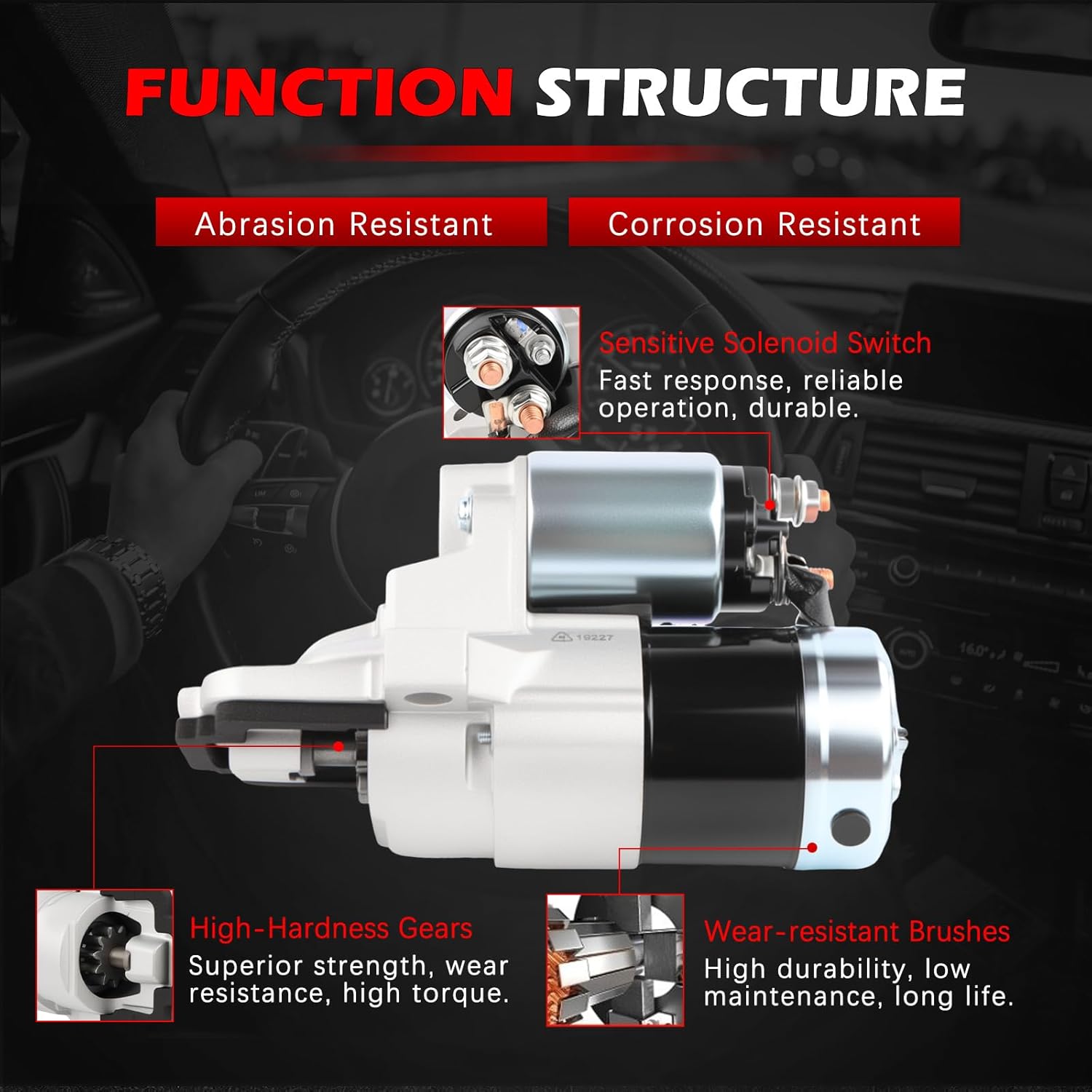 Starter 19227 1.2V 1.4kw 11T 2.0L 2.5L Fit for Focus 2013-2016 for Fusion-Auto Turbo for Fusion-Auto 12-16 for MKT 13-14 MKZ 13-16 Car Engine Motor Start Replacement Part