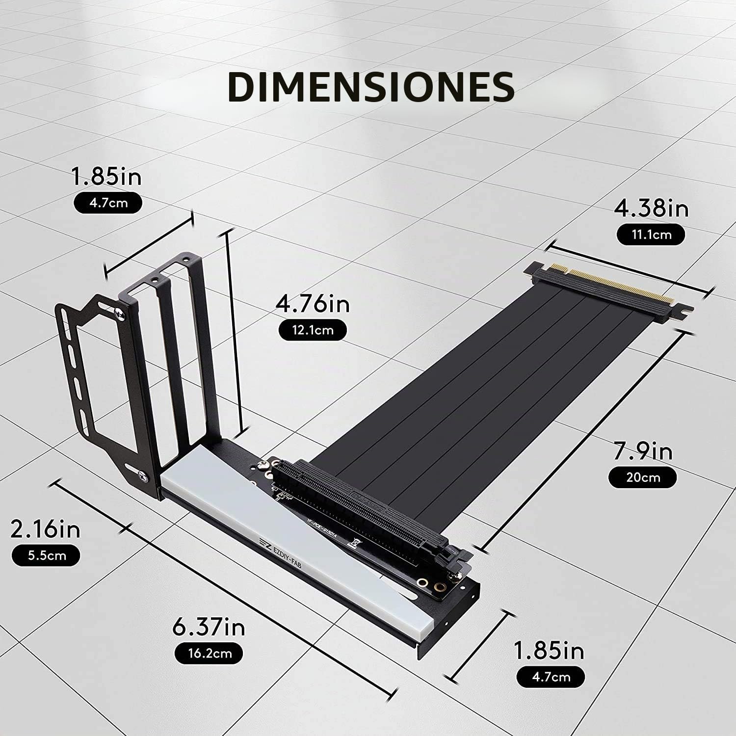 EZDIY-FAB Soporte para Tarjeta gráfica Vertical con LED ARGB 5 V 3 Pines, Montaje GPU, Kit Soporte Tarjeta vídeo VGA con Cable Elevador PCIE3.0-Negro