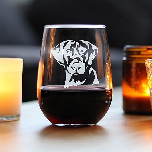 Miniatura 2 de Black Lab Face Stemless Wine Glass - Large Glasses - Cute Gifts for Dog Lovers with a Labrador Retriever