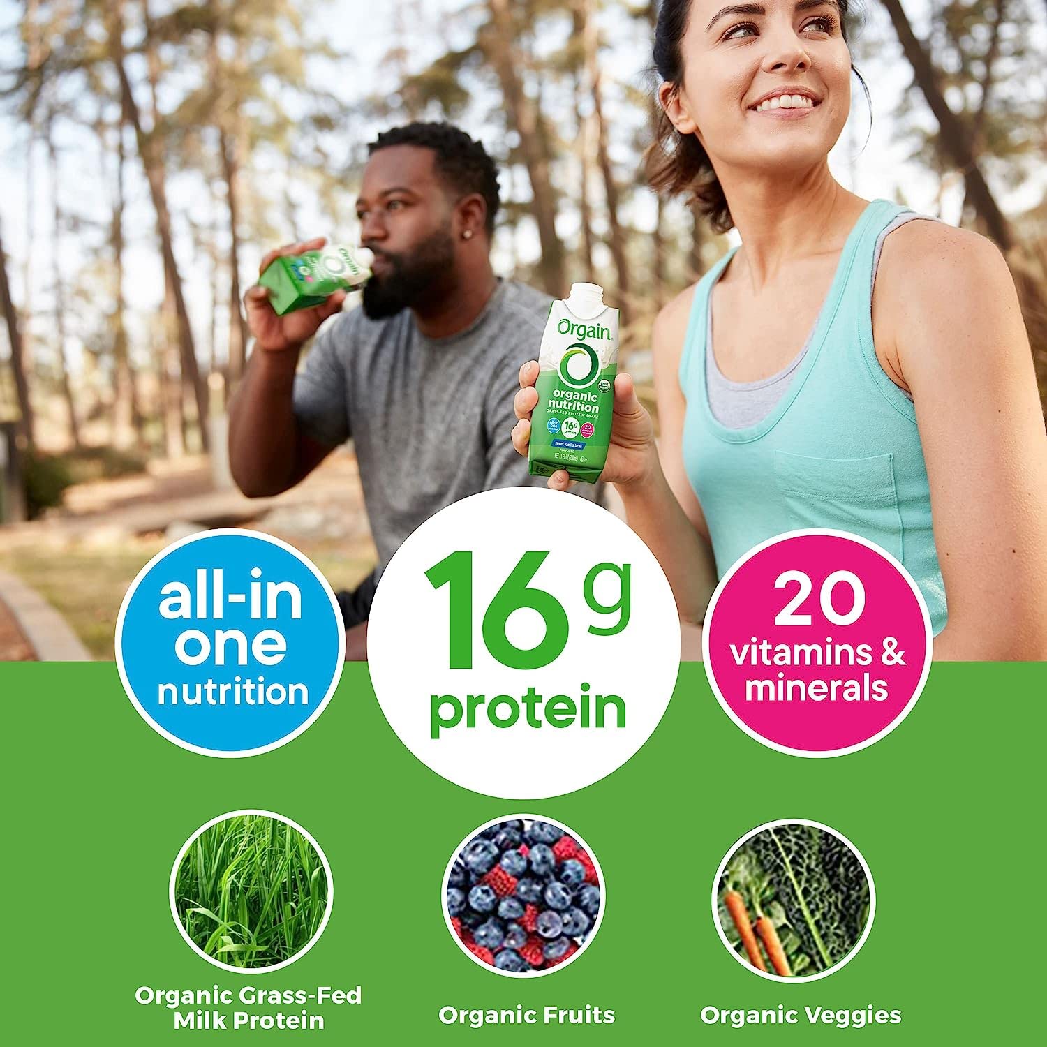 Orgain Organic Nutritional Shake, Creamy Chocolate Fudge + Vanilla Bean, 11 Fl Oz (Pack of 4)