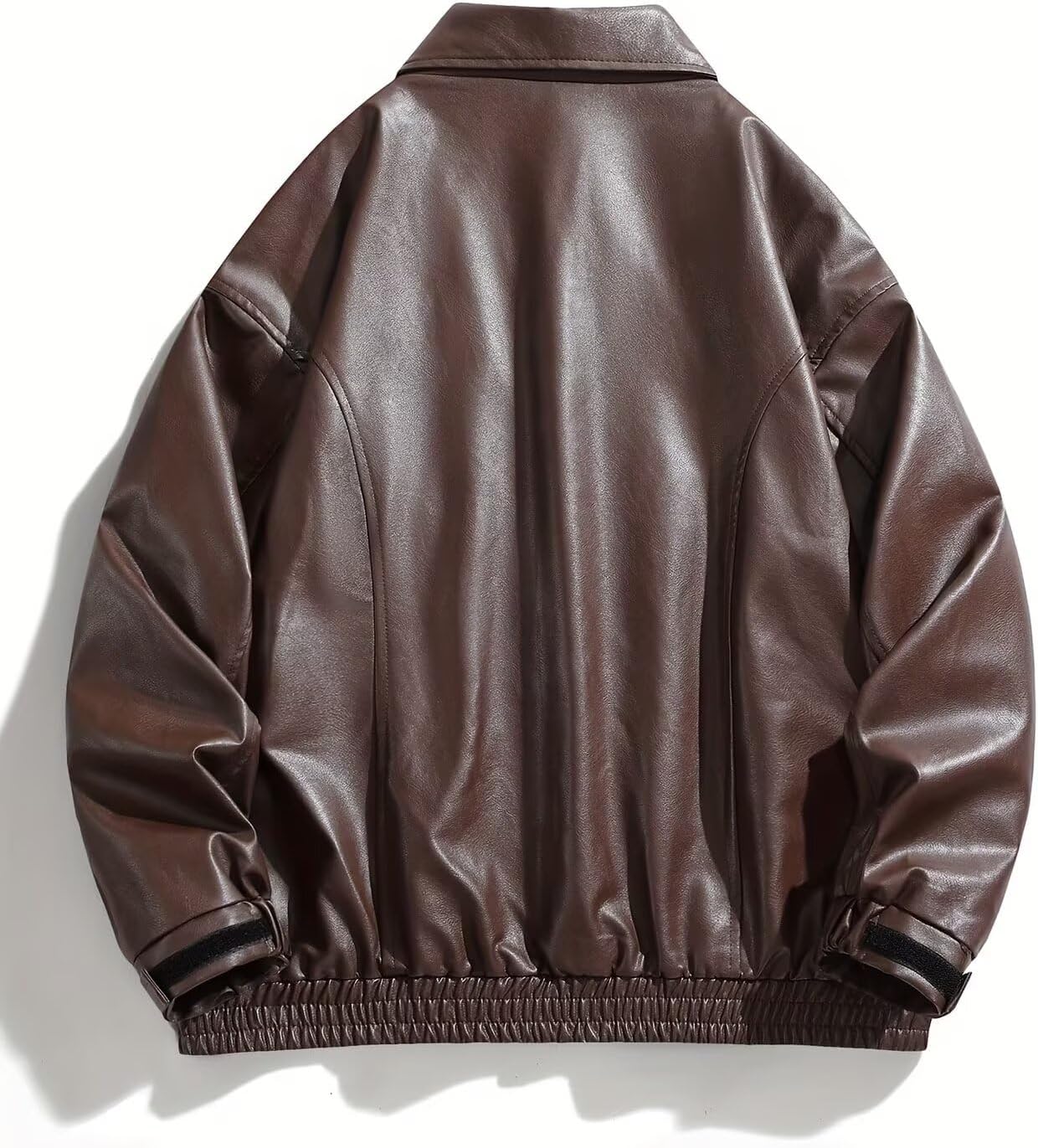 Men's Faux Leather Jacket Vintage PU Leather Bomber Jacket Casual Motorcycle Coat with Pockets for Men