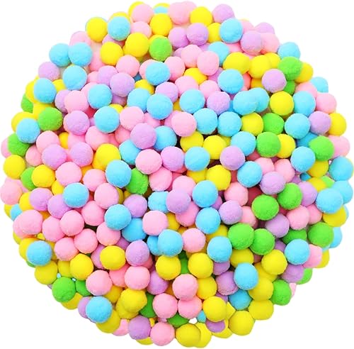 500 pompones de 1 pulgada de 1.0 in (1.0 in), bolas pequeñas y peludas, varios pompones multicolores, suministros de arte para decoración de