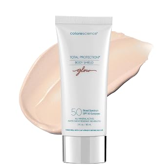 Total Protection Body Shield Glow SPF 50, Lightweight Pearlescent Zinc Oxide Formula, Environmental Defense Against Blue Light & Pollution, For All Skin Types, 3 fl. oz