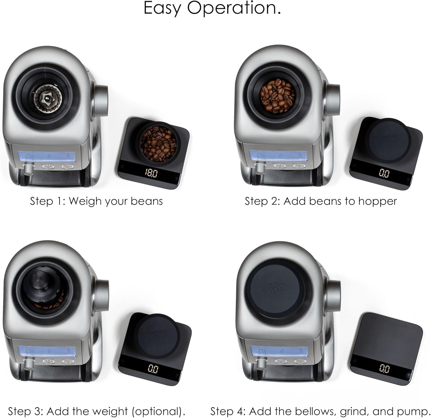 Single Dose Hopper with Silicone Bellows and Anti-Popcorning Weight | Compatible with Breville Smart Grinder Pro | Black