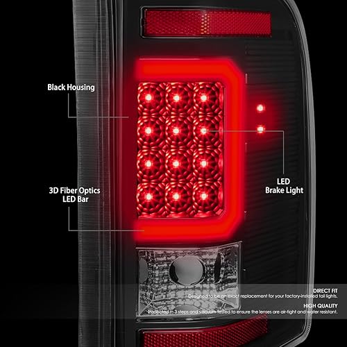 Miniatura 2 de DNA MOTORING TL-CSIL07-LED-RD3D-BK-CL Conjunto de luz trasera LED 3D para lado del conductor y del pasajero compatible con Chevy Silverado 1500 2500