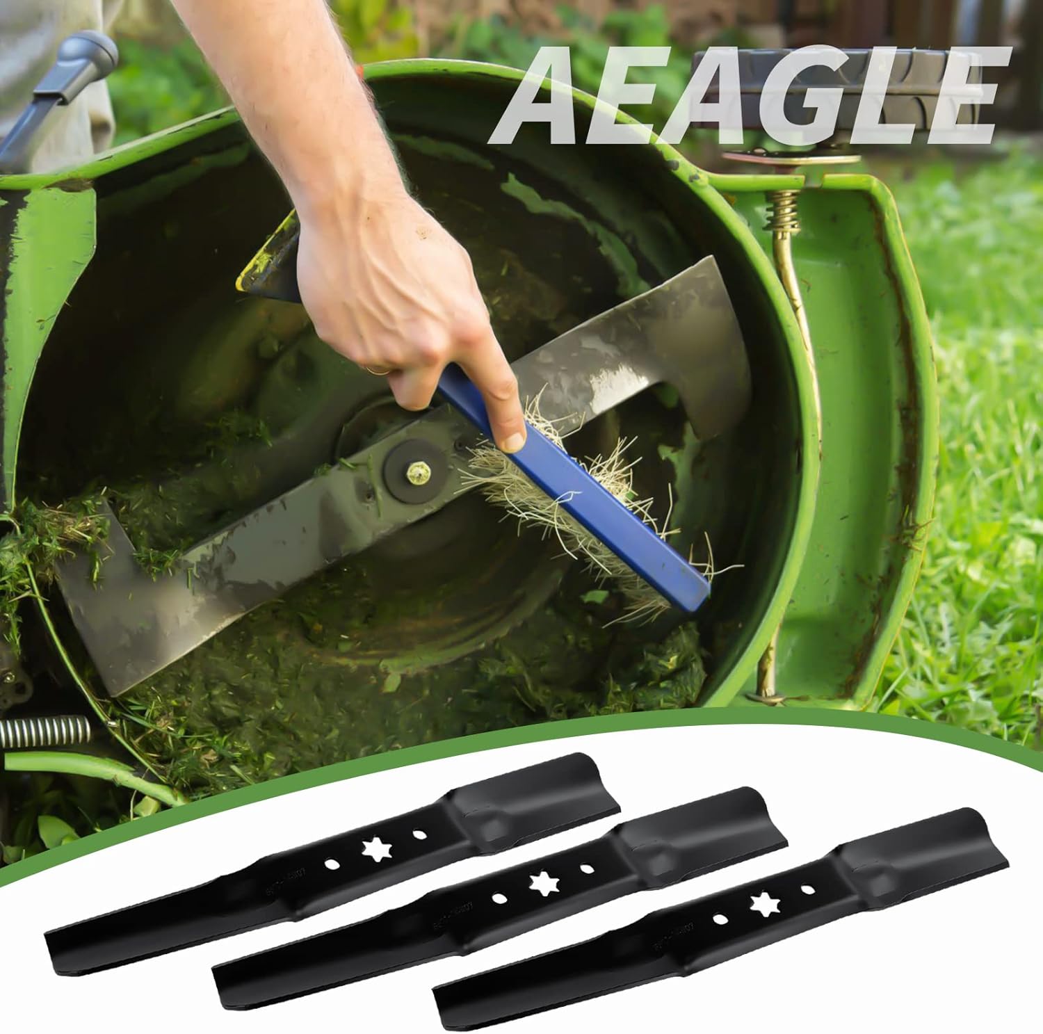 Aeagle 942-05056A 54" Mower Blades for Cub Cadet ZT1-54 ZT2-54 RZT L54 S54 Ultima XT1 XT2 Troy Bilt Super Bronco Mustang 54 Inch Lawn Tractors 942-05056 742-05056A High Lift 6 Point Star (Black)
