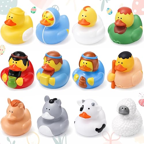 DEEKIN 12 Pcs Religious Rubber Ducks 2 Inches Jesus Ducks