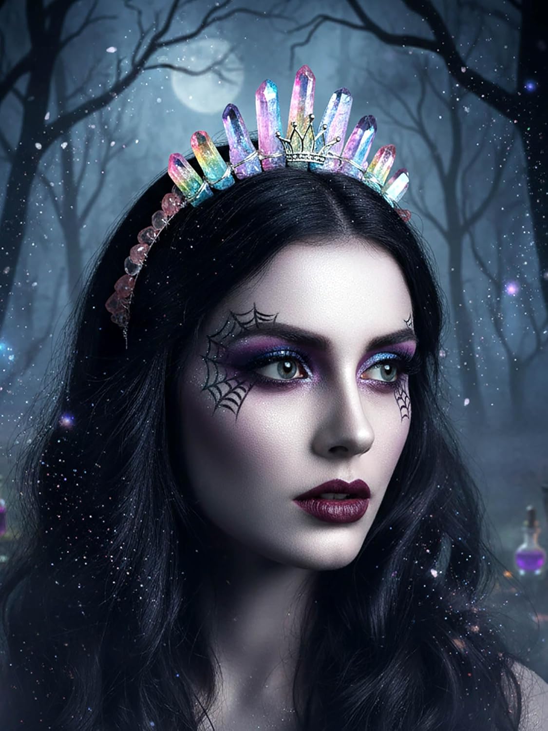 Formery Raw Crystal Crown Purple Quartz Headband Mermaid Fairy Crowns Tiara for Women - Image 3