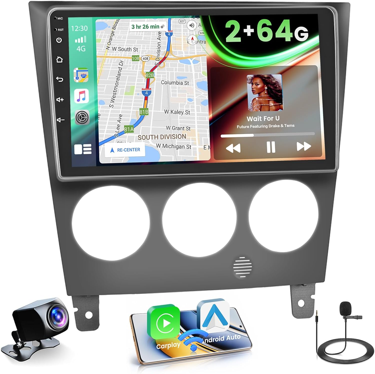 【2+64GB】 for Subaru Impreza WRX STI 2003-2006 Android 13 Car Stereo with Wireless Carplay Android Auto, 9'' Touch Screen Car Radio GPS WiFi, Bluetooth SWC Mic Backup Camera Mirror Link