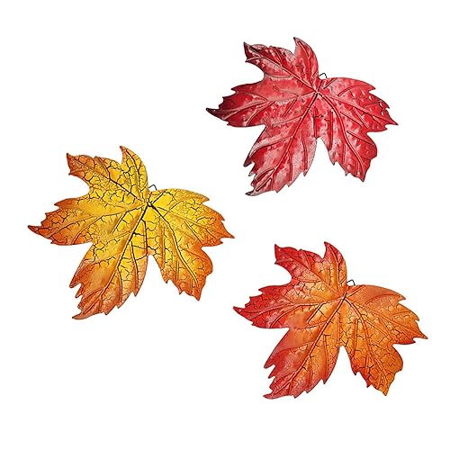 QSDGFH 3 Pcs Metal Wall Art, Metal Craked Maple Leaf