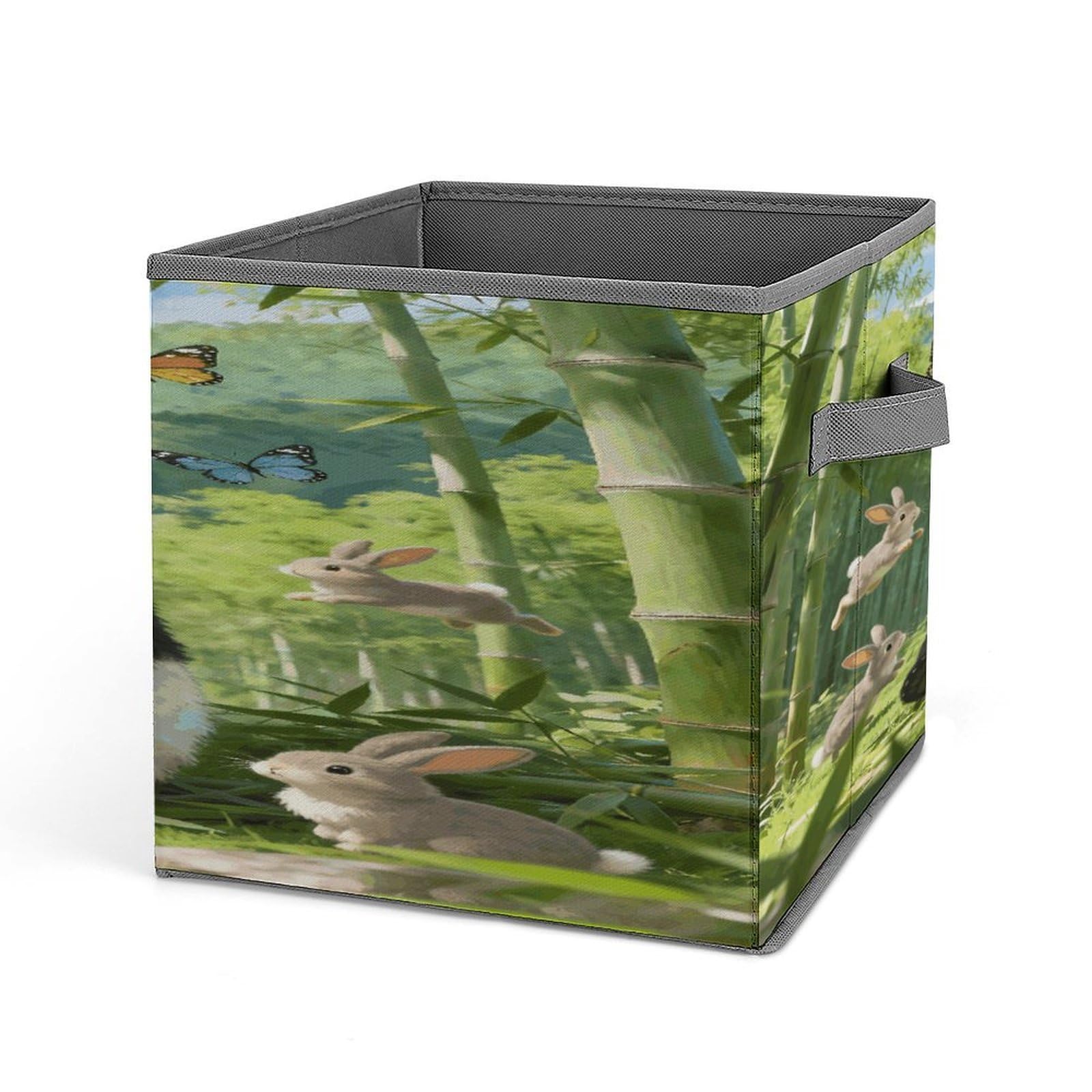 VstaDank Bamboo Sea Wonderland Storage Bin Collapsible Storage Cubes Organizer Oxford Cloth Storage Box with Dual Handles Large Stackable Closet Storage Bins for Sheets Hat Sweater