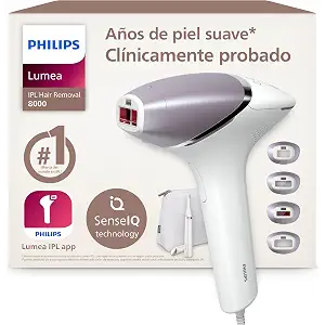Philips Lumea serie 8000, dispositivo de depilación IPL, alternativa de depilación láser, tecnología SenseIQ, 4 accesorios para el cuerpo, lápiz recortador compacto satén, BRI949/00