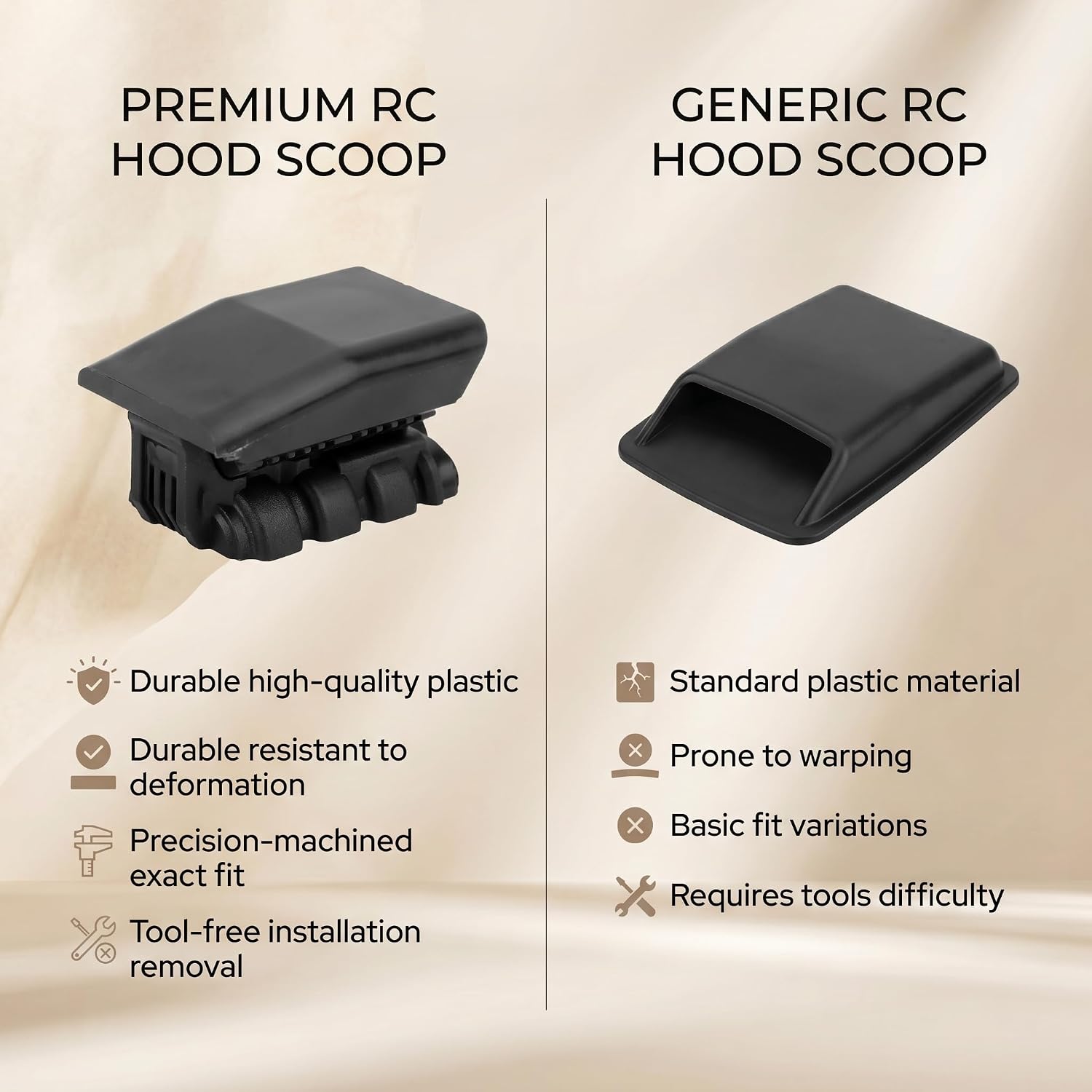 Tbest RC Hood Scoop, Universal Plastic Supercharger Inlet 1/10 Scale Black Model Car Part for RC Climbing Off-Road Vehicle Enthusiasts