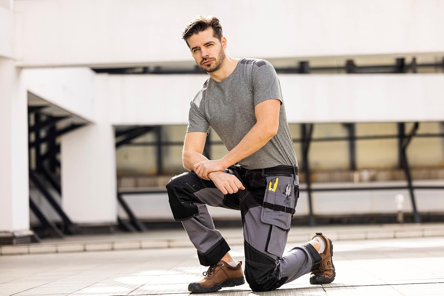 Pantaloni Da Lavoro Uomo Con Ginocchiere Rinforzate - Tela Resistente, Multiple Tasche Utili