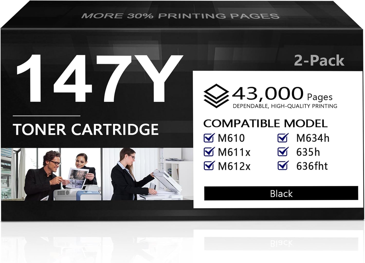 147Y High Yield Toner Cartridge (2-Pack,Black) Compatible 147Y Toner Cartridges Replacement for HP Laser Enterprise M610 M611 M612 Laser Enterprise MFP M634 M635 M636 | W1470Y