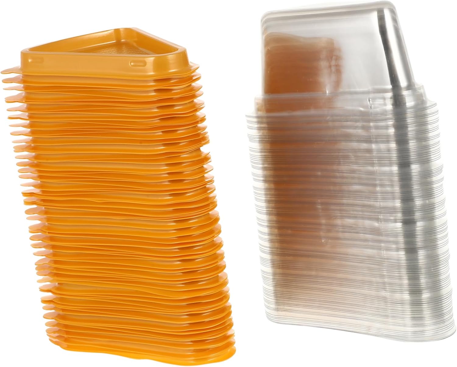 100pcs Transparent Triangle Cake Carrier Box for Cupcakes and Desserts Food Grade Pet Packaging Buckle Design for Baking and Special Occasions