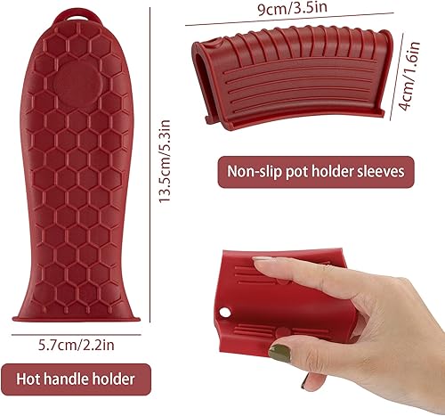 Miniatura 2 de 4 soportes de silicona para mango caliente, resistente al calor, mango de utensilios de cocina, soportes de goma antideslizantes para sartenes de