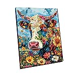 Newsight Paint by Numbers for Adults & Kids & Beginners DIY Acrylic Painting Gift Kits (Framed Color Cow, 12 Wx16 L)