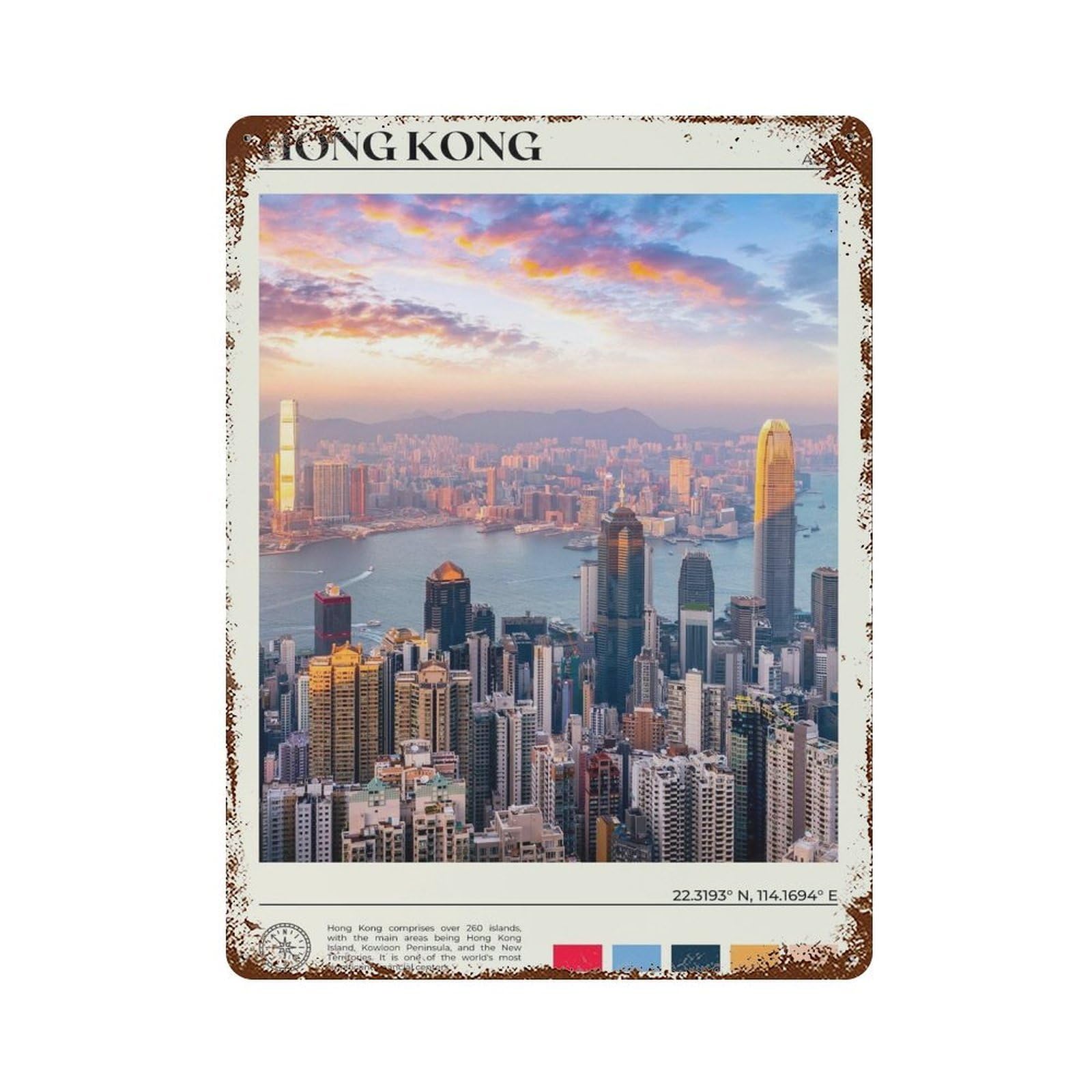 xiaoxiaoshen Real Photo Hong Kong Decor Wall Decor Art Metal Tin Poster Modern Home Decor Art Home Bar Shop Decorations Vintage Sign 40x30cm