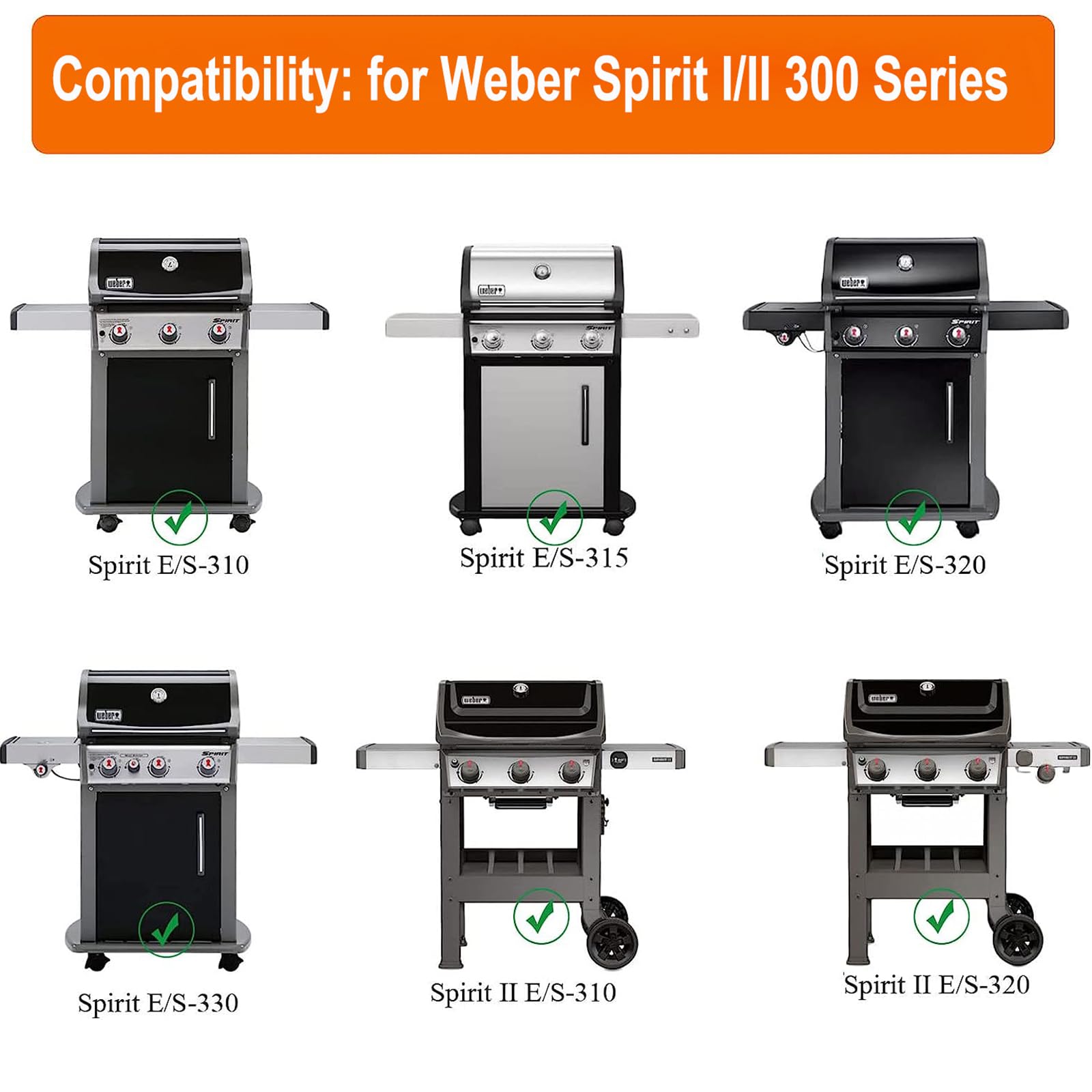 GFTIME Barra de sabor para Weber Spirit I & II E-310 320 330 (con botones de quemador frontal), Spirit E310 S310 E320 S320 E330 S330 S330 (5 unidades)