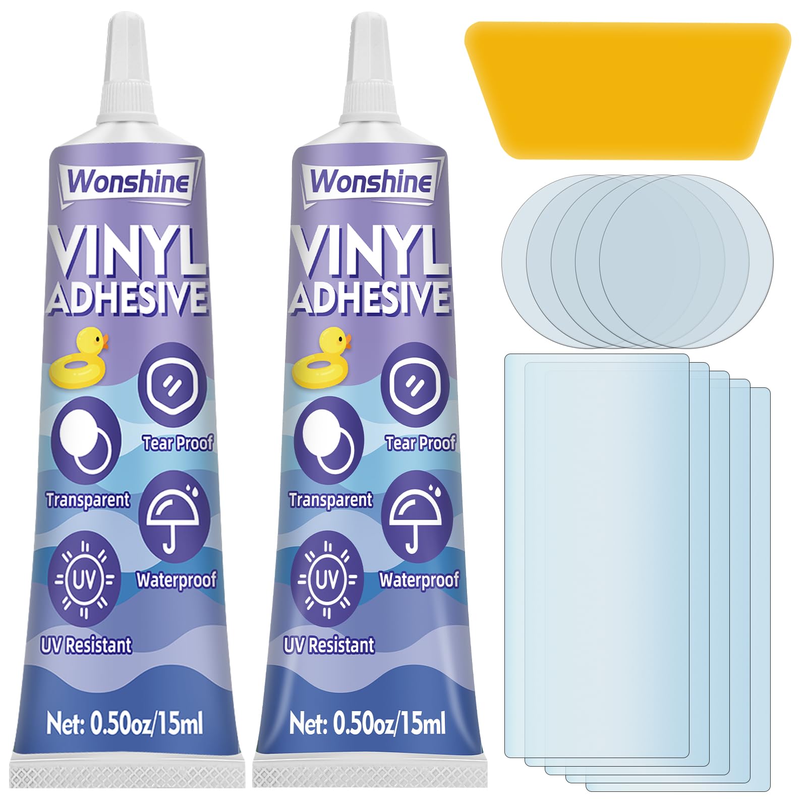 Pool Patch Patch Kit, Air Mattress Patch Kit, Waterproof for Inflatables, Hot Tub, Swimming Pool, Boat, Raft, Kayak, Vinyl Repair (15 ml *2)