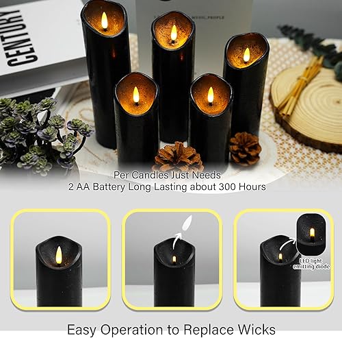 Miniatura 4 de Velas parpadeantes sin llama con control remoto y temporizador, juego de 5 velas LED de cera real, velas que funcionan con pilas (2.2 x 5.5 pulgadas