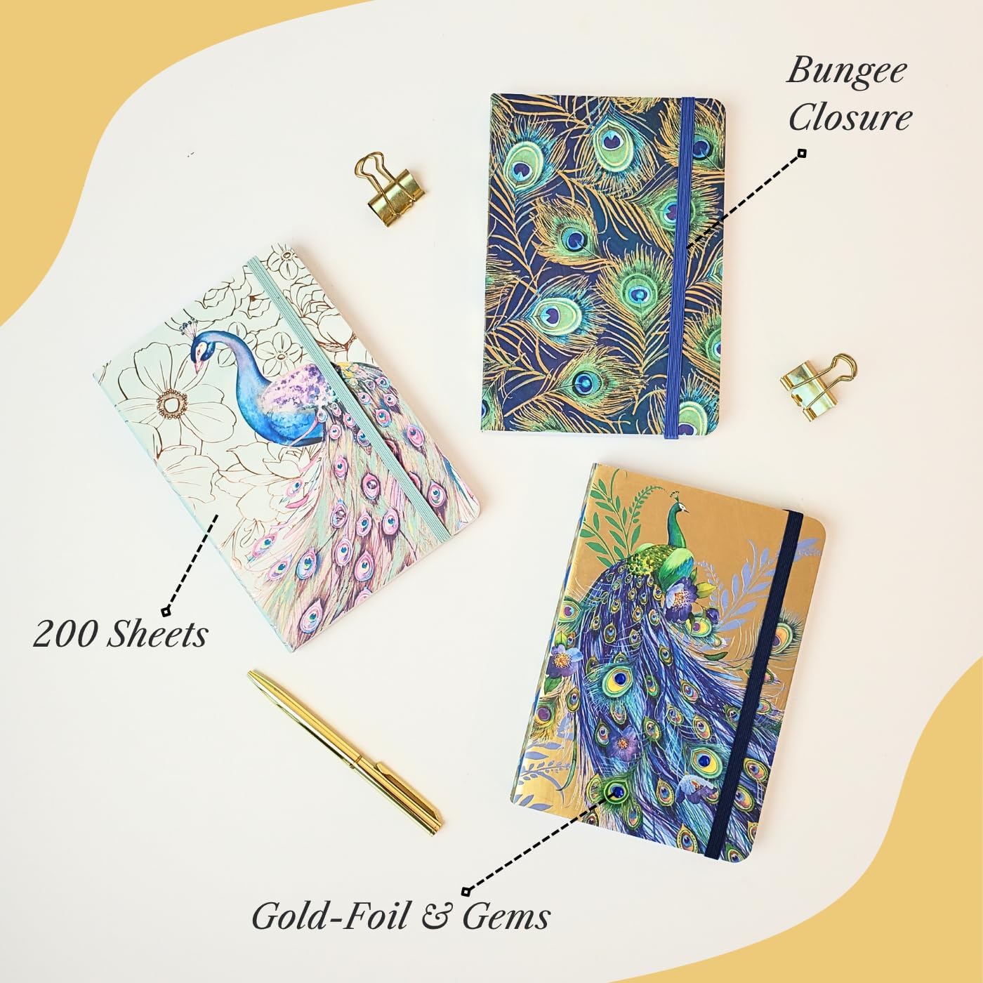 Punch Studio Peacock Feather Bungee Journal (44655) 4.5" x 6.5"
