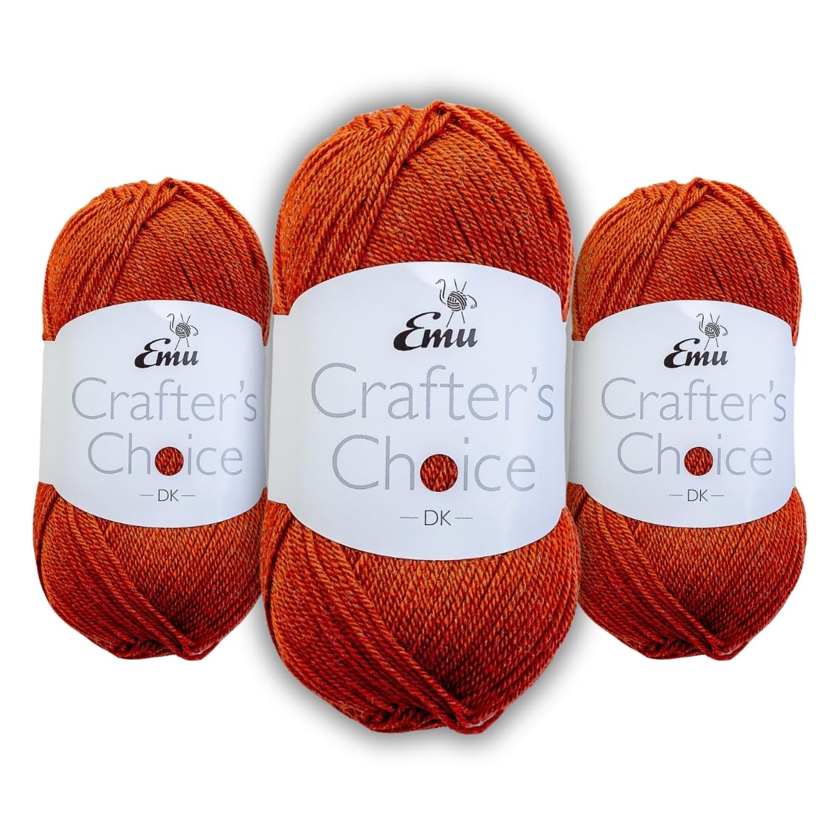 Emu Crafter's Choice DK Everyday Acrylic Yarn 100g Balls 300m, Pack of 3, Rust - 010