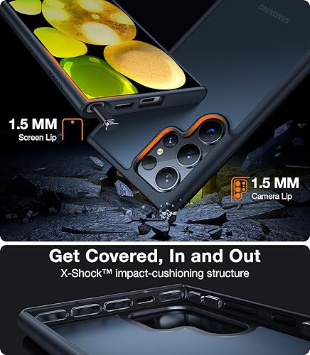 Miniatura 3 de TORRAS Funda protectora dura y semitraslúcida para Samsung Galaxy S24 Ultra, probada en caídas de grado militar de 12 pies, parte trasera protectora