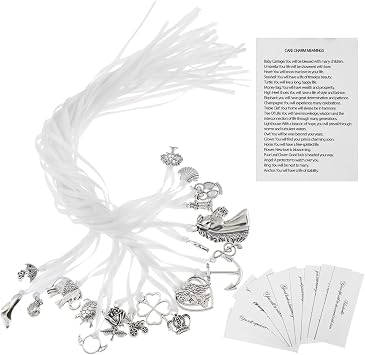 20 Pcs Coquette Cake Pulls on Ribbon Decorations Traditional Style Wedding Cake Charms with Blessing Cards Wedding Birthday Party Decoration GiftsClassical,White,Silver